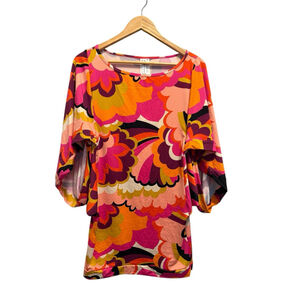 Trina Turk Fan Faire Swim Tunic Coverup Dress Size Small New With Tags Pink